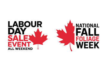 Labour Day Fall Sale Maple Leaf Poster Vector Illustration. Canada Day Card