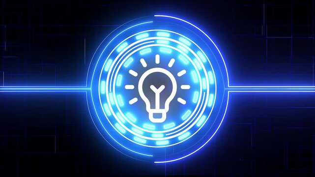 Light Bulb innovation Solution. Business, technology, internet and networking concept. Energy idea, Electric neon bulb icon and black background..