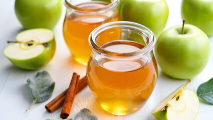 Apple cider vinegar benefits recipe homemade organic healthy detox drink with cinnamon sticks
