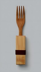 Buy wooden fork with bamboo handle and leather accent for sustainable kitchen utensils online