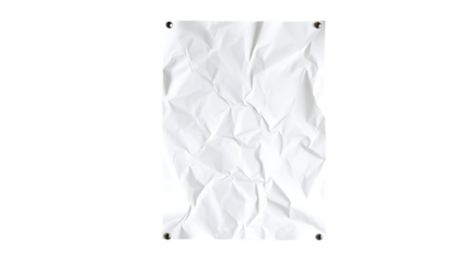 White paper rumpled poster template blank glued creased paper sheet blank mockup white wrinkled post