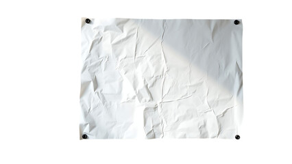 White paper rumpled poster template blank glued creased paper sheet blank mockup white wrinkled post