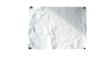 White paper rumpled poster template blank glued creased paper sheet blank mockup white wrinkled post