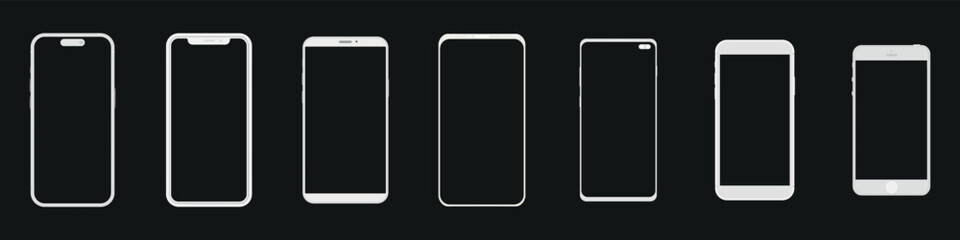 Set of 7 Clay Style Smartphones 3D Mobile Devices Collection