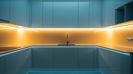 Obraz premium Modern kitchen with warm lighting