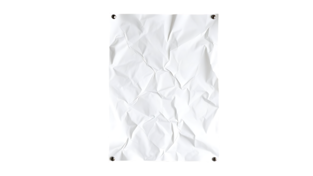 White paper rumpled poster template blank glued creased paper sheet blank mockup white wrinkled post - Powered by Adobe