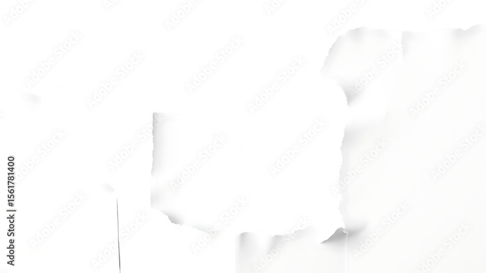 Poster torn blank pages with uneven texture edges set of ripped white paper sheets isolated on transparent