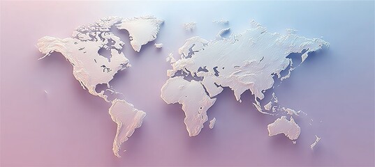 A Stunning 3D Textured World Map Featuring Complex Coastlines for an Engaging Geography Presentation