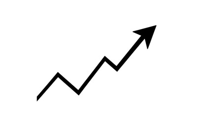 Straight black arrow graph up ward direction over transparent background flat style tick icon for we