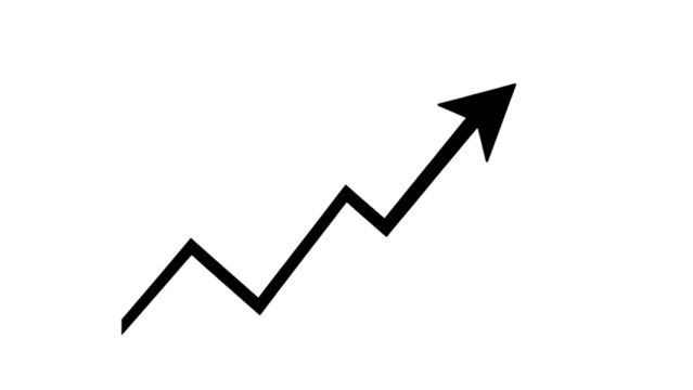 Straight black arrow graph up ward direction over transparent background flat style tick icon for we - Powered by Adobe