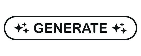 Vector illustration of a clean, minimal-style "AI Generate" button element on a white background. Simple user interface design element for web, apps, dashboards, or creative tools related to artificia
