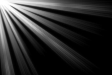 White glowing light rays on black background. Sparkle light ray explosion effect. Radiant light burst. Bright spotlight, Sunlight Rays on dark space