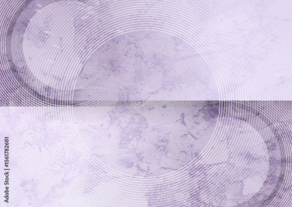 Poster Light violet geometric minimal linear circles abstract tech grunge background. Vector concept design