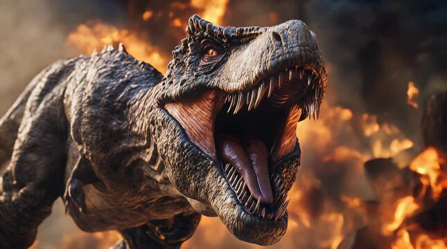 t Rex Tyrannosaurus Rex rolling fire extinction event Jurassic animal 