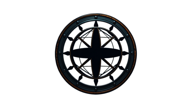 Round steampunk themed vintage label badge logo or design element with armillary sphere plain and wi