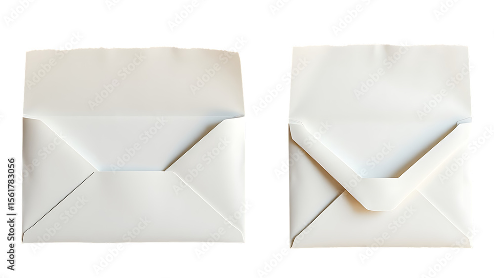 Poster handmade deckle-edged paper stationery blank mockups open and closed envelope with and without liner