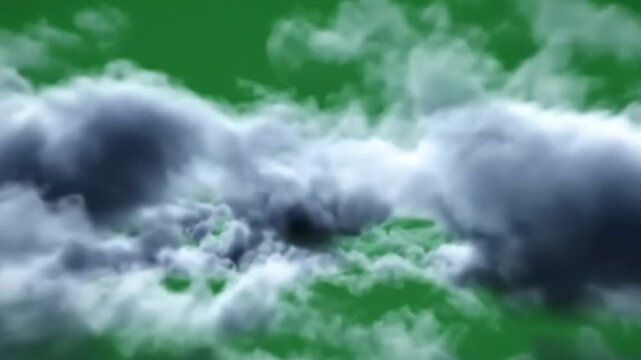 Dramatic storm clouds rolling across a green screen background for visual effects compositing
