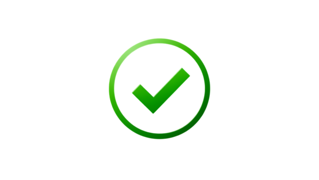 Green check mark icon on white round green border transparent background file type flat style tick i