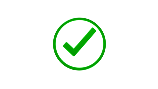 Green check mark icon on white round green border transparent background file type flat style tick i