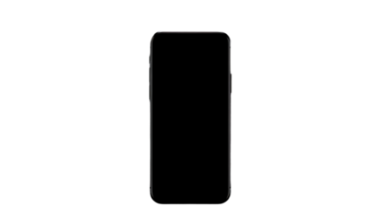 Flat rays collection of black smartphone blank mockup isolated with clipping path on transparent bac