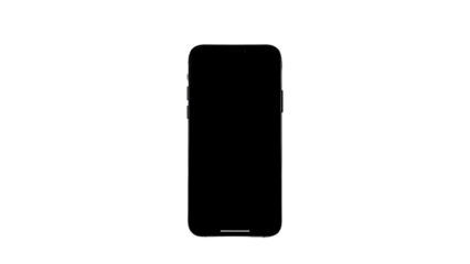 Flat rays collection of black smartphone blank mockup isolated with clipping path on transparent bac