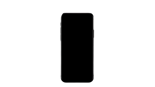 Flat rays collection of black smartphone blank mockup isolated with clipping path on transparent bac