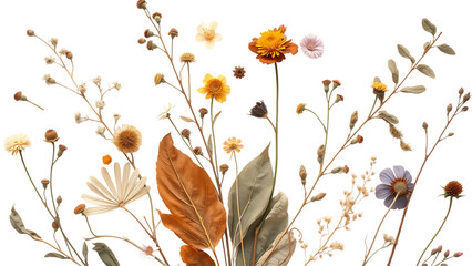 Collection of pressed dry garden flowers and leaves decorative gardening wedding or herbarium de (1)