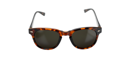 Classic brown retro vintage style sunglasses with tortoise colored frame isolated over a transparent