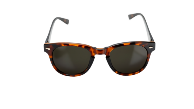 Classic brown retro vintage style sunglasses with tortoise colored frame isolated over a transparent - Powered by Adobe