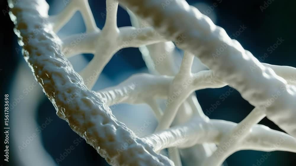 Poster close-up of mycelium, a vegetative part of fungi, showing the branching and growth patterns.