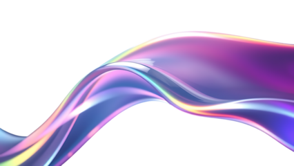 3d abstract liquid glass transparent clear ribbon wave line render Rainbow fluid flow curve shape wi