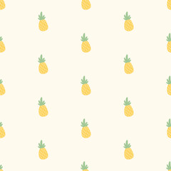 Pineapple seamless pattern. Trendy summer background. Vector illustration cartoon flat style