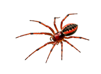 Detailed macro view of spider with long legs isolated on transparent background