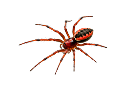 Detailed macro view of spider with long legs isolated on transparent background