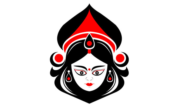 Goddess Durga Face. Hindu Goddess Durga vector. eps