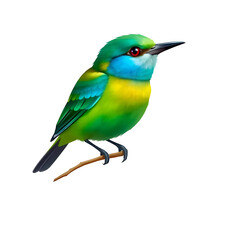 Fototapeta premium Vibrant Stylized Colorful Bird Perched on Branch Isolated