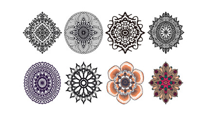 set of geometric pattern icons vector graphics