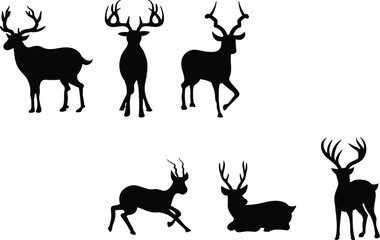 Kudu Silhouette Illustration Set – Vector Shapes and Wildlife Icons Collection
