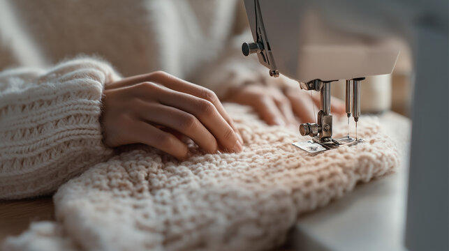Designing Sustainable Fashion with Eco-Friendly Fabrics and Sewing Machine - Powered by Adobe