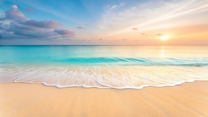 Obraz premium Golden hour beach with turquoise water and soft waves