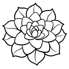 Fototapeta premium Simple black and white cartoon Flower coloring page for children