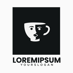 Creative Coffee Cup with Dual Emotion Face Logo

