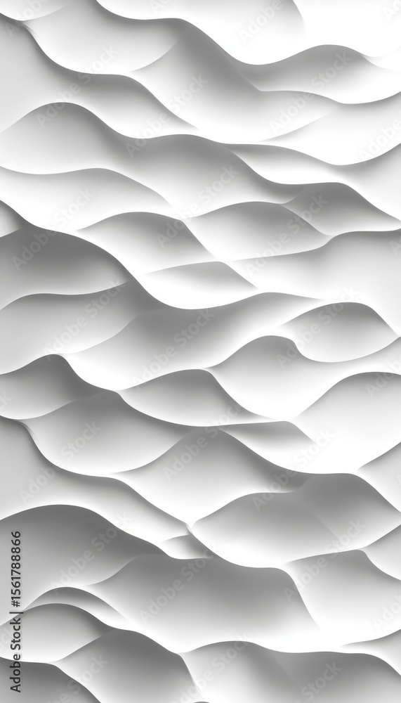 Poster elegant monochrome 3d texture of gentle waves, abstract pattern for modern graphic design use