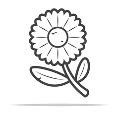 Cartoon flower outline icon transparent vector isolated