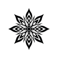 Elegant Black and White Floral Mandala Design  Intricate Pattern for Art, Tattoo, or Decoration.Elegant black and white mandala design with intricate floral and leaf elements