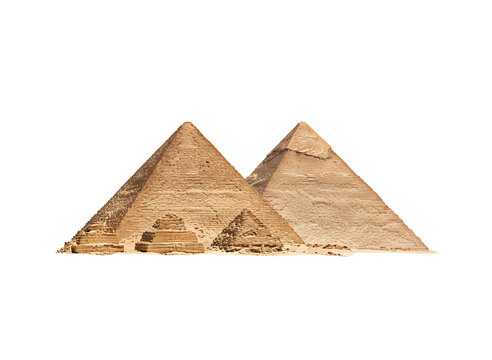 Ancient egyptian pyramids monumental structures isolated on transparent background