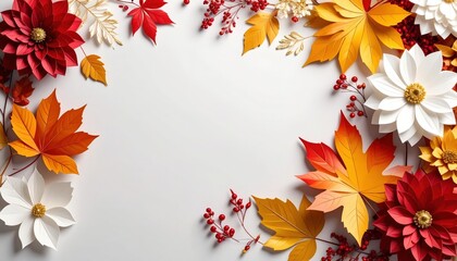 Obraz premium Autumn paper art display creative studio digital artwork indoor close-up seasonal design