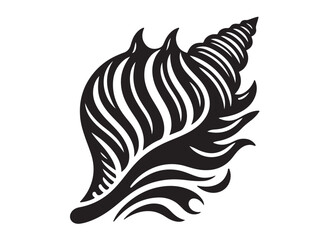 conch shell logo silhouette vector, conch shell logo icon silhouette, silhouette seashell aquatic animal black design, ornate black seashell logo silhouettes vector on a white background