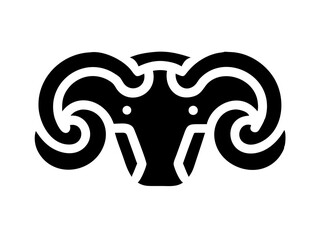 Obraz premium Silhouette of a ram, perfect for design elements and animal icons. A clean, bold silhouette of a ram, facing to the side, against a plain white background.