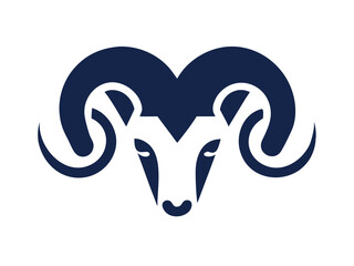 Fototapeta premium Silhouette of a ram, perfect for design elements and animal icons. A clean, bold silhouette of a ram, facing to the side, against a plain white background. 